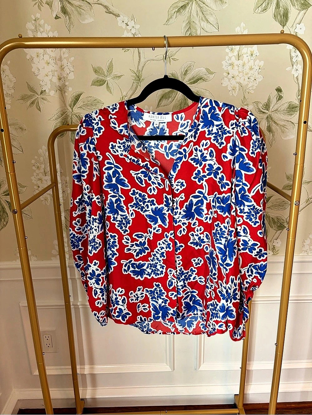 Hunter Bell Floral Blouse in Red & Blue Size XS Like New